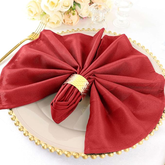 Efavormart Premium Cloth Napkins Set of 100, 20x20 Inch Red Seamless Dinner Napkins, Washable Linen Table Napkin Cloth with Hemmed Edges for Weddings, Party and Banquet - Image 5