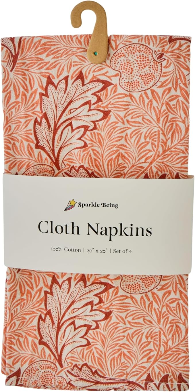 William Morris Apple Cloth Napkins | 100% Cotton, Highly Absorbent, Quick-Dry, & Reusable | Printed Home Decor Premium Cloth Dinner Napkins for Table & Dining | 20" x 20" (Set of 4) - Image 3