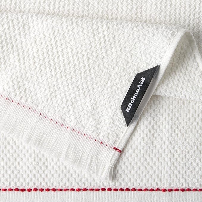 KitchenAid Gourmet Series Gridlines Kitchen Towels 3-Pack Set, 100% Cotton Absorbent, Passion Red, 18"x28" - Image 4