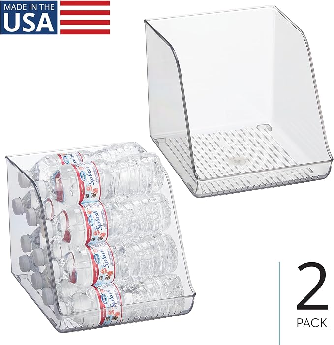 iDesign Plastic Water Bottle Organizer for Fridge, Clear, 2-Pack | Bottle Holder, For Kitchen and Pantry - Image 2