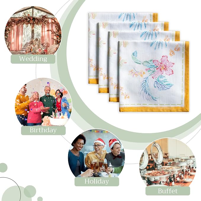Maison d' Hermine Cloth Napkins Set of 4 Reusable 100% Cotton (20" x 20") | Everyday Square Napkins Cloth Washable Dinner Party Wedding Restaurant Hotel Kitchen Spring Summer - Paradise Island - Image 6