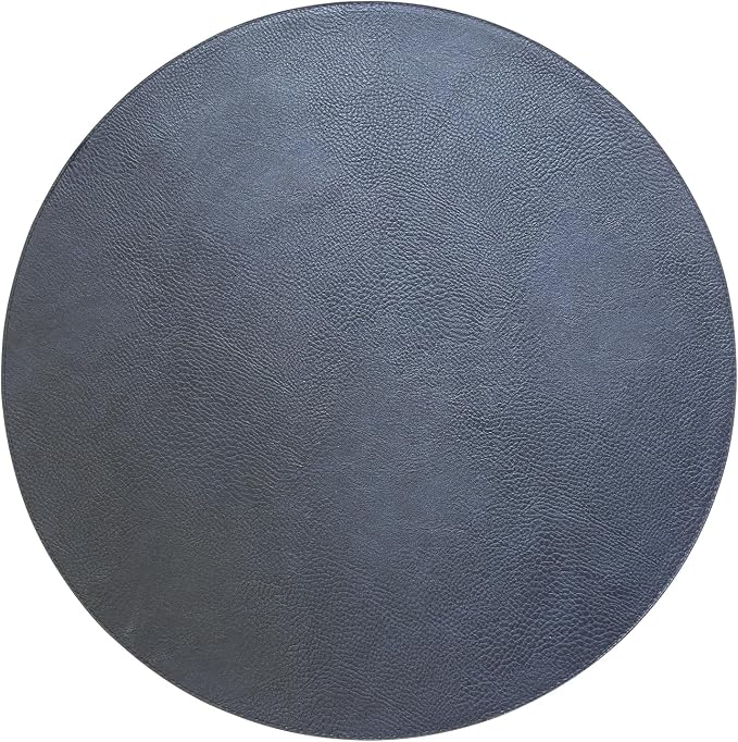 Placemats Set of 6 – Round 15” Faux Leather Table Mats for Dining, Heat Resistant & Non-Slip Washable Table Decor, Indoor, Outdoor, Dining Table Set for 6, Modern Kitchen & Holiday Use, Navy - Image 4