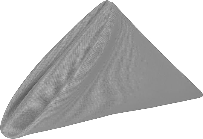 20x20-Inch Polyester Cloth Napkins, Silver, Set of 12 by UltimateTextile