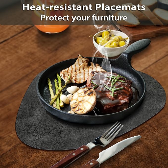 ADRIMER Placemats, Heat Resistant Round Placemats Set of 12 Washable 13 x 17 Inch, Waterproof Table Mats Wipeable for Kitchen, Dining Room Table Christmas Decor, Dark Grey - Image 2