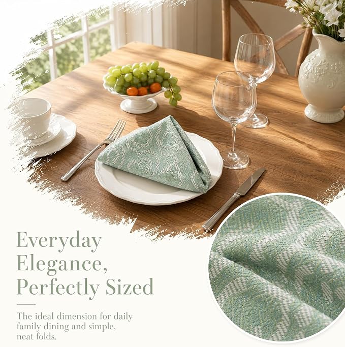 17x17 Green Elephant Cloth Napkins Set of 6 Washable Boho Decor - Image 2