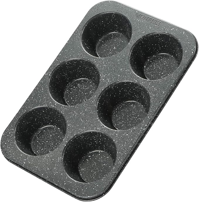 Monfish large muffin pan Jumbo Cupcake tin grey stone finish non sticking 3.5x1.75 inch cup - Image 3