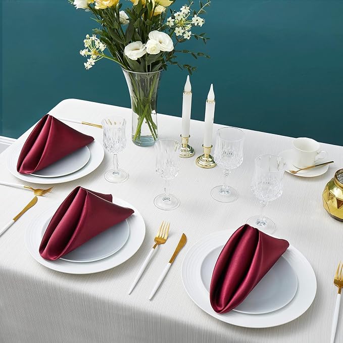 MDS® Pack of 25 Satin Napkins 12 x 12 Inch, Soft Silky Reusable Cloth Dinner Table Napkins for Wedding Décor, Reception, Birthday, Parties, Banquets, Catering, Restaurants & Hotel - Burgundy - Image 2