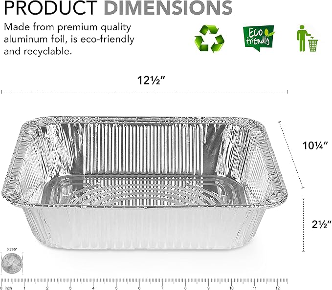 Stock Your Home Aluminum Pans 9x13 Disposable Foil Pans (30 Pack) - Half Size Steam Table Deep Trays - Tin Foil Pans Great for Cooking, Heating, Storing, Prepping Food - Image 2