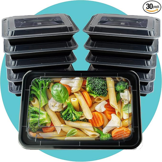 Triplast 30 x Meal Prep Containers (1 Compartment, 28oz) - Microwave, Freezer & Dishwasher Safe – BPA Free, Reusable, Leakproof & Stackable Food Storage Takeaway Boxes for Home, Office & School Use by Triplast