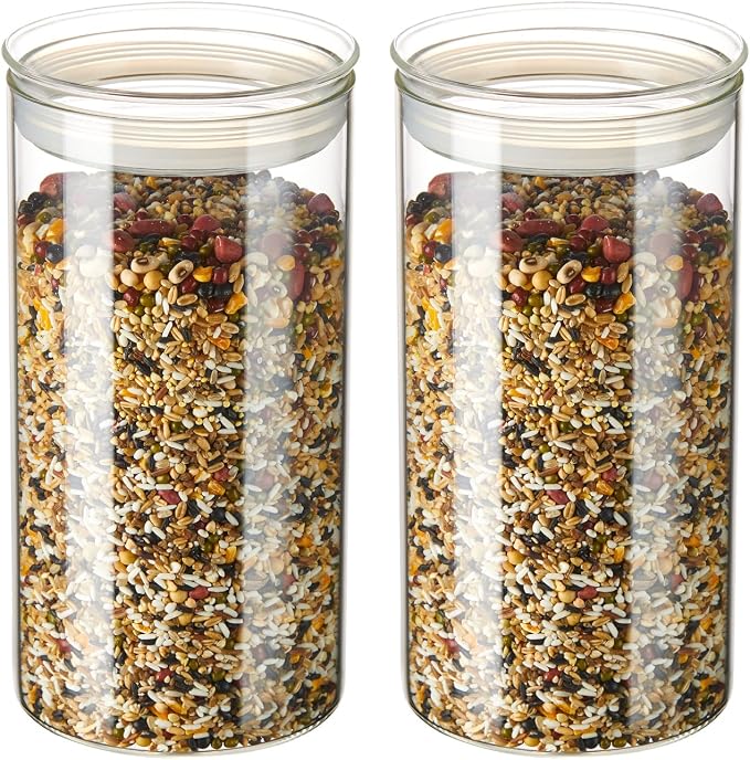 ZENS 74oz Glass Canisters with Airtight Lid, 2 Large Storage Containers | Thick Borosilicate Glass Jars with Airtight Lid, Wide Mouth Food Storage Jars for Kithen Pantry Baking Flour, Rice by ZENSLIFESTYLE