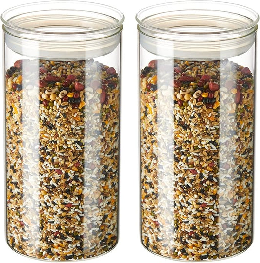 ZENS 74oz Glass Canisters with Airtight Lid, 2 Large Storage Containers | Thick Borosilicate Glass Jars with Airtight Lid, Wide Mouth Food Storage Jars for Kithen Pantry Baking Flour, Rice by ZENSLIFESTYLE