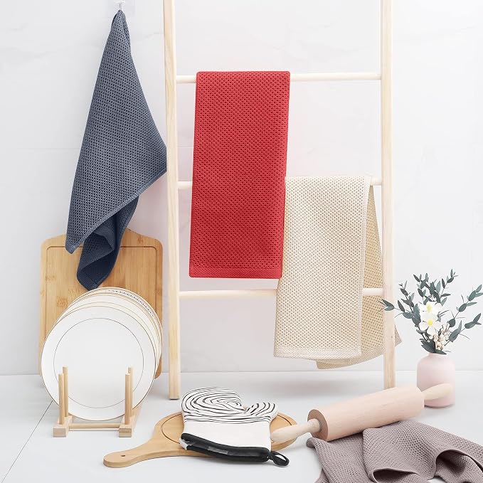 Homaxy 100% Cotton Waffle Weave Kitchen Towels, 10-Pack, Mixed Color | Ultra Soft Absorbent Dish Towels, Quick Drying Cleaning Towels, 13 x 28 Inches - Image 6