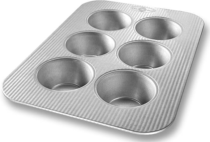 USA Pan Jumbo Texas Muffin Pan, 6 Well, Nonstick & Quick Release Coating, Aluminized Steel by USAPan