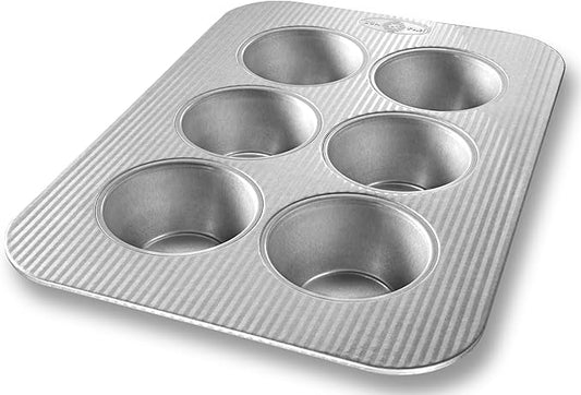 USA Pan Jumbo Texas Muffin Pan, 6 Well, Nonstick & Quick Release Coating, Aluminized Steel by USAPan