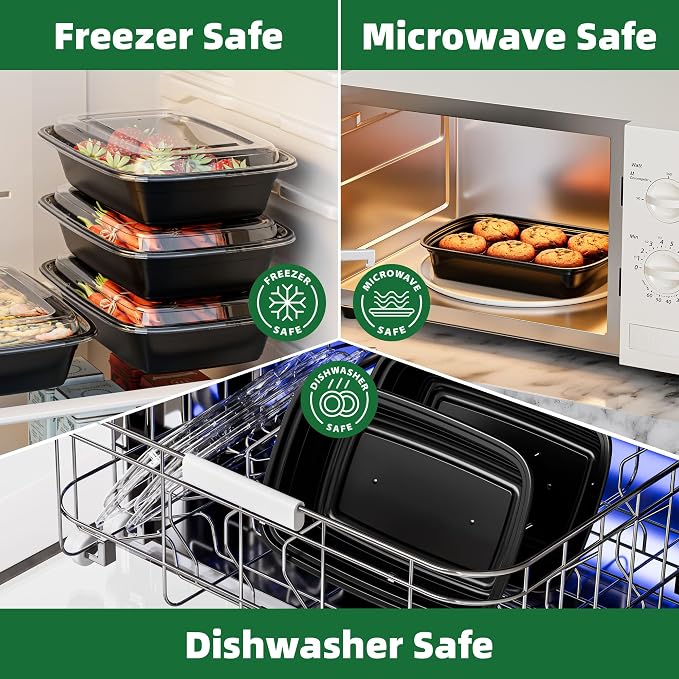 12oz Meal Prep Containers, 50 Pack Disposable Food Storage Boxes with Lids | Small, Single Compartment, Leakproof Lids, BPA Free, Microwave Freezer Safe, Plastic To Go Bento Boxes for Lunch Takeout - Image 4