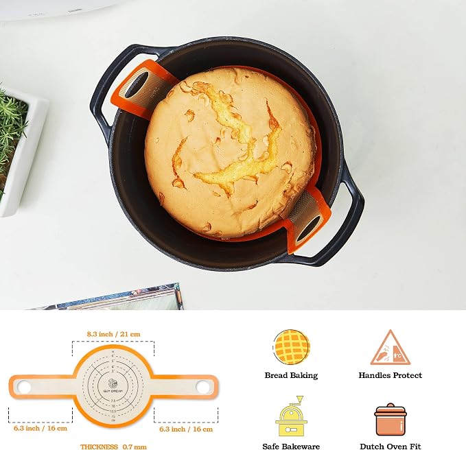 GUY DREAM All-in-One Silicone Baking Mat Set - Kneading Mat, Cookie & Macaron Half Sheet, 1/4 Sheet Mat, Square & Round Cake Mats, Artisan Bread Sling- Ideal Gift for Baking - Image 7