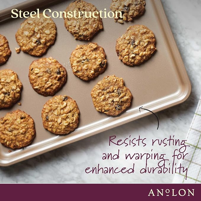 Anolon Gourmet Nonstick Bakeware Set with Nonstick Cookie Sheets / Baking Sheets - 3 Piece, Bronze Brown - Image 3
