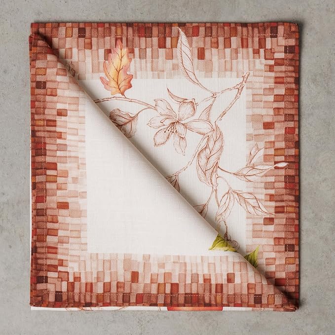 Maison d' Hermine Cloth Napkins Set of 4 Reusable 100% Cotton (20" x 20") | Everyday Square Napkins Cloth Washable Dinner Wedding Restaurant Hotel Kitchen Thanksgiving Christmas - Vintage Harvest - Image 9