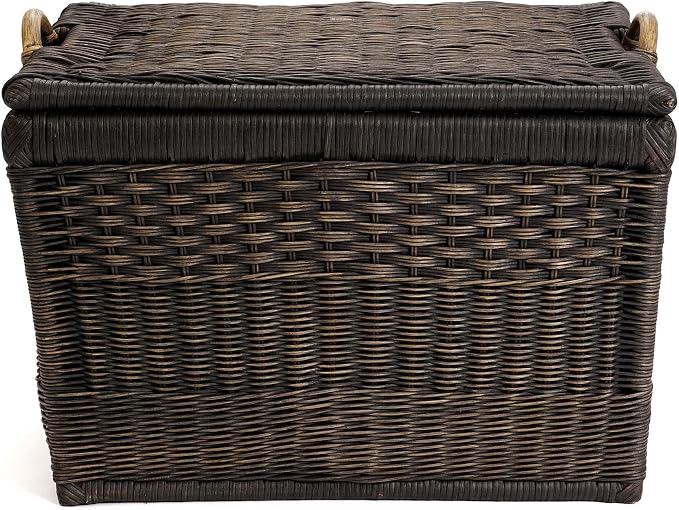 The Basket Lady Lift-Off Lid Wicker Storage Basket, L, Walnut Brown | Outside: 24.5" L x 18" W x 17.5" H | Inside: 21.5"L x 15.5"W x 14"H - Handcrafted by artisans from natural rattan - Image 2