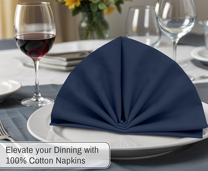 Ruvanti Cloth Napkins Set of 6, 18x18 Inches, 100% Cotton, Washable, Soft & Absorbent, Perfect for Wedding, Christmas, ‎Thanksgiving Dinners - Pageant Blue - Image 4