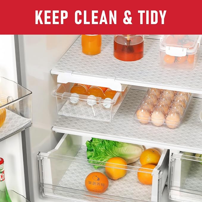 Cooyes 12 PCS Refrigerator Liners, 12" x 24" Non-Slip Fridge Liners Strong Absorbent Washable Non-Adhesive, Refrigerator Shelf Liners and Mats for Shelves, Drawers, Kitchen Cabinets(Gray Slate) - Image 2