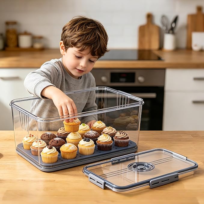 Honbuty Bread Box Bread Boxes for Kitchen Counter Airtight,Time Recording Bread Storage Container with Lid, Bread Keeper for Homemade Bread, Toast, Bagel, Donut and Cookies, Grey,Gifts for Mom Dad - Image 9