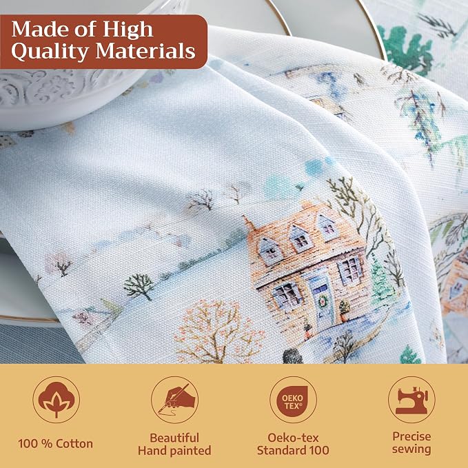 Maison d' Hermine Cloth Napkins Set of 4 Reusable 100% Cotton (20" x 20") | Everyday Square Napkins Cloth Washable Dinner Wedding Restaurant Hotel Kitchen Thanksgiving Christmas - Snowy World - Image 3