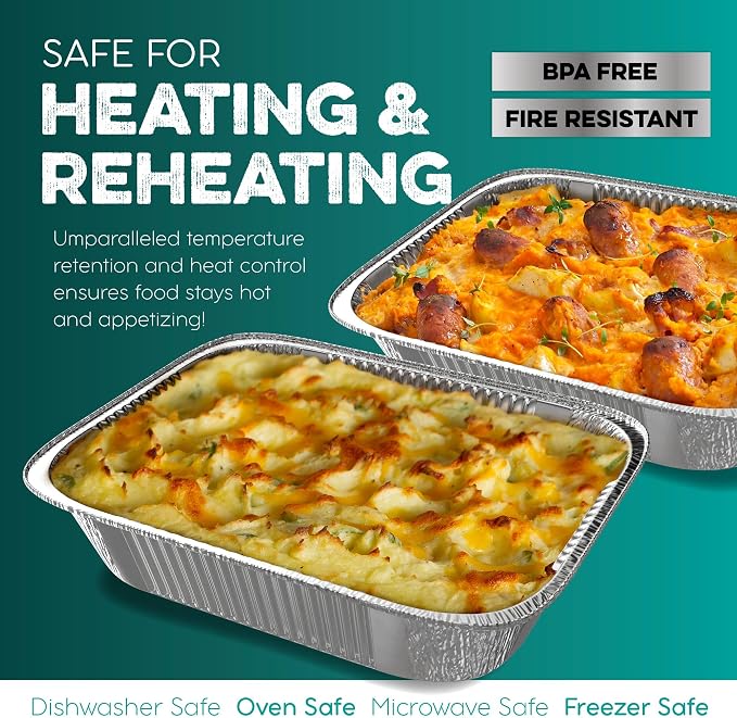 Aluminum Pans 9x13 [30 Pack] - Disposable Pans for Baking, BBQ Grilling, Roasting, Cake Serving, Catering, Steam Table Chafing - Image 7