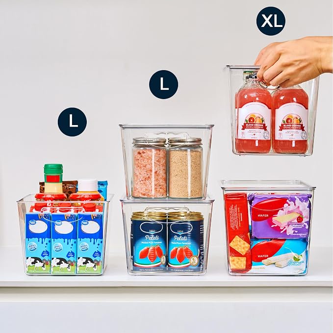 theaoo XLarge Clear Storage Bins with Lids, Stackable Containers, 4 Pack | Pantry Organization And Storage For Kitchen, Fridge, Garage And Cabinets. Clear Design Keeps Items Organized - Image 8