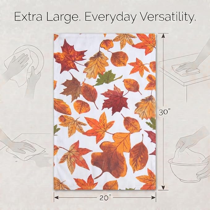Urban Villa Kitchen Towels Cotton Dish Towels 20”x30”(Set of 6)Harvest Leaf - Image 3
