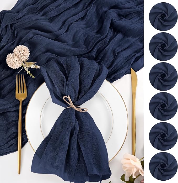 50 Pack Navy Blue Napkins 20x20Inch Cheesecloth Napkins | Blue Elegant Cloth Napkins for Table, Washable Rustic Boho Gauze Napkins, for Wedding Party Bridal Baby Shower Dinner Decor by Lumaycens