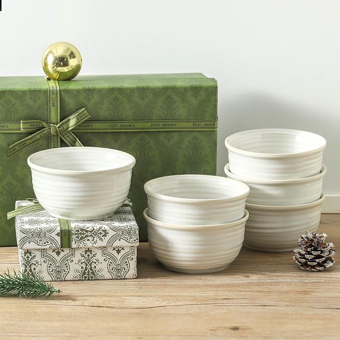 Hasense Cereal Bowls, 20 Ounce Soup Bowls Set of 6, Ceramic Deep Bowl for Kitchen, Perfect for salad Pasta Dessert Oatmeal, Dishwasher and Microwave Safe, Clay-Infused White - Image 7