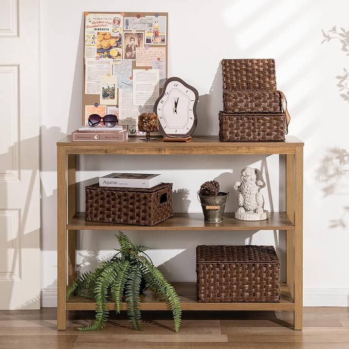 Granny Says Wicker Basket With Lid, Decorative Storage Baskets For Shelves | Woven Baskets With Lids, Wicker Baskets For Storage, Decorative Storage Boxes, Woven Stackable Basket with Lid for Organizing - Image 5