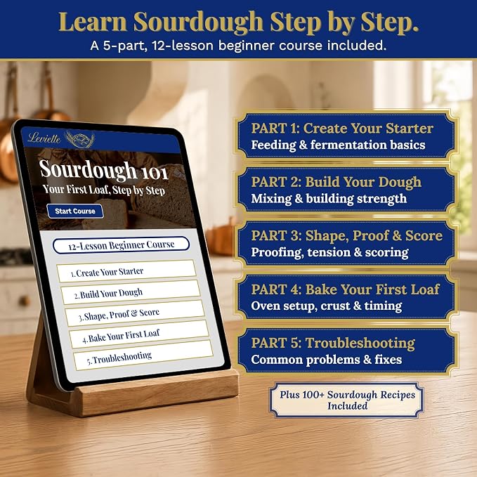 Sourdough Starter Kit for Beginners with Beginner Guide & 100 Recipes - Sourdough Bread Baking Supplies and Tools, Homemade Bread Gift Set and Sour Dough Accessories for Bakers - Image 3