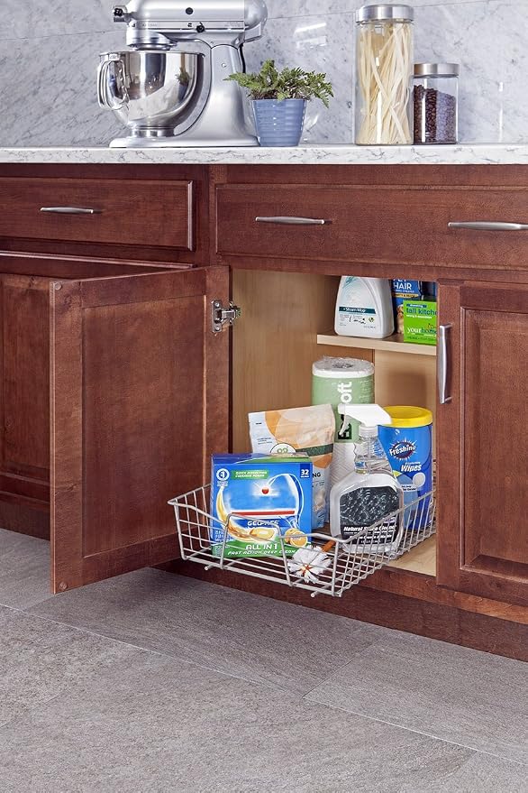 ClosetMaid 14 in. Pull Out Cabinet Organizer, Heavy Duty, Slide Out Pantry Shelves Drawers for Kitchen, Bathroom, Nickel - Image 2