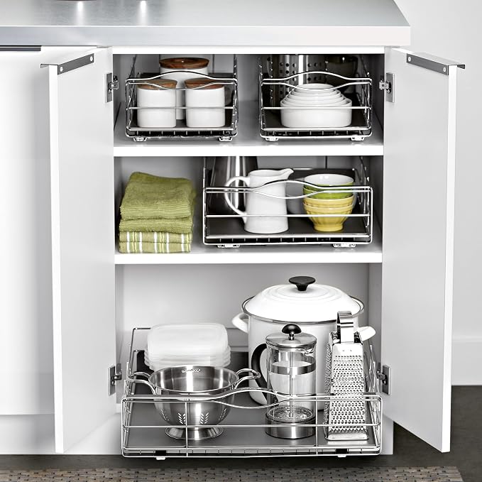 simplehuman 20 inch Pull-Out Cabinet Organizer, Heavy-Gauge Steel Frame,Silver - Image 4