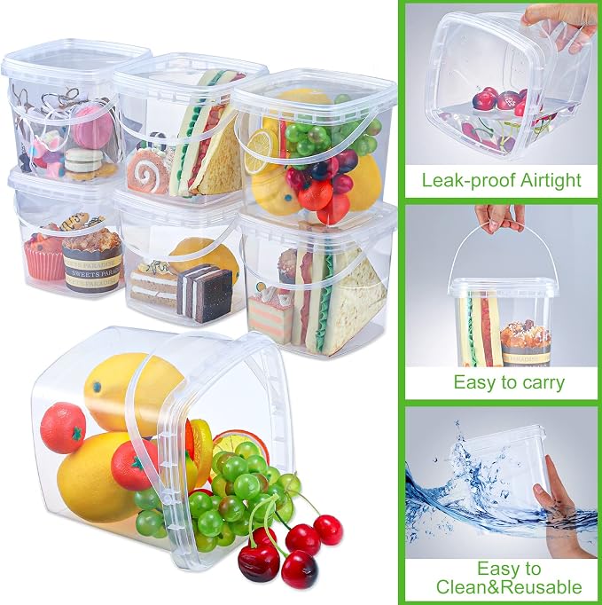 Macarrie 50 Pack 68 oz Square Deli Containers with Lids Clear Plastic Food Storage Containers Airtight Organizer Bin for Food Prep Freezer Kitchen Restaurant Supplies(68 oz) - Image 4