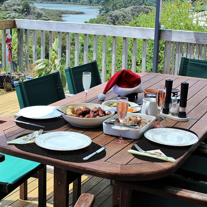 Placemats for Dining Table Set of 4 Non-Slip, Heat Resistant Leather Placemat Double Layer, Waterproof Table Mats Easy to Clean for Kitchen Dining Room Coffee Office Table, Black - Image 7