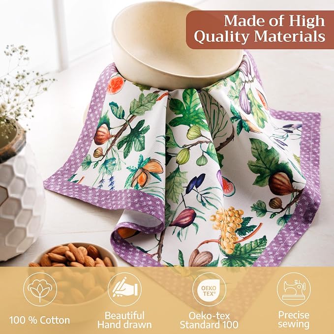 Maison d' Hermine Cloth Napkins Set of 4 Reusable 100% Cotton (18" x 18") | Everyday Square Napkins Cloth Washable Dinner Party Wedding Restaurant Hotel Kitchen Spring Summer - Cavaillon - Image 3