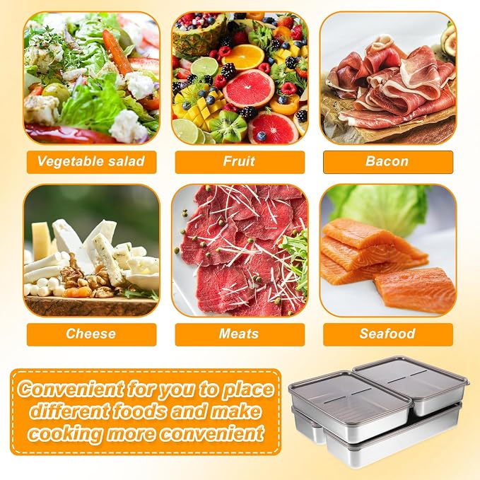 4 Pack Stainless Steel Bacon Cheese Container for Refrigerator Airtight Food Storage Containers Deli Meat Containers with Lids Dishwasher Safe Fridge Organizer Fruit Tray, 2 Sizes - Image 7