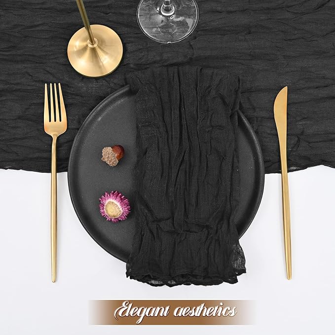 fani 100 Pack Gauze Cheesecloth Napkins, 20 x 20 in, Black | Wrinkled Table Napkins, Soft Cotton, Rustic Decorative, Weddings, Party, Dinner Table, Everyday Use - Image 4