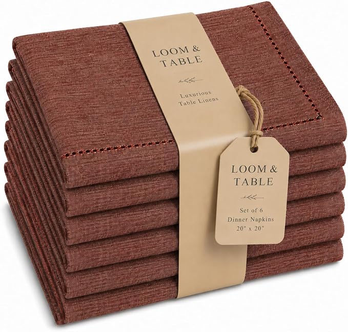 Maple Red Napkins by Loom & Table – Elegant, Wrinkle-Resistant, Machine Washable – Luxury Napkin for Dining Room, Weddings, Dinner Parties, Holidays, Birthdays, or Everyday Use by LoomandTable