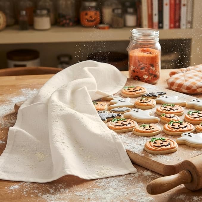 Flour Sack Towels | Tea Towel for Crafts| Kitchen Dish Cotton Blank Towel for Embroidery| Baking Bread Proofing Linen Cover| Thick Absorbent Quick Dry| 6 Pack 18"x 28" Natural - Image 3