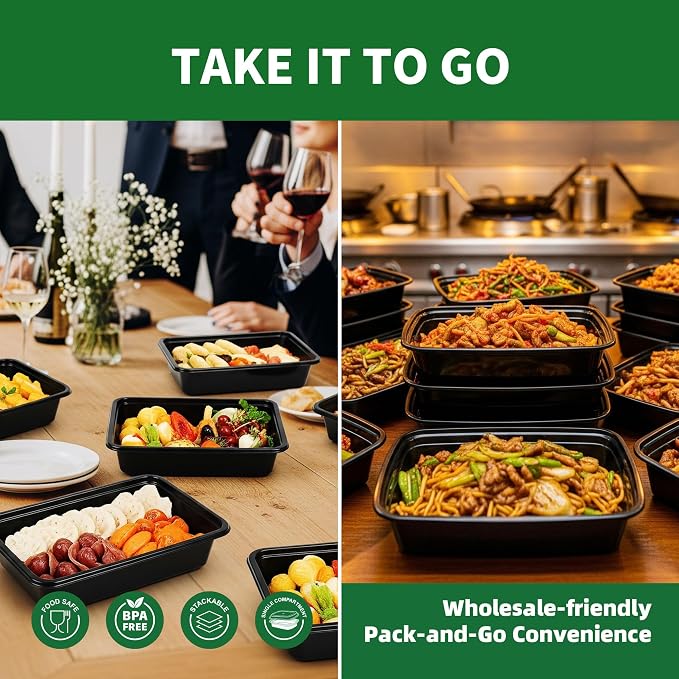 12oz Meal Prep Containers, 50 Pack Disposable Food Storage Boxes with Lids | Small, Single Compartment, Leakproof Lids, BPA Free, Microwave Freezer Safe, Plastic To Go Bento Boxes for Lunch Takeout - Image 5