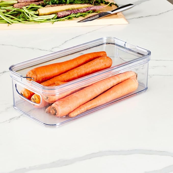 iDesign Stackable Fridge Organizer Bins with Lids for Fresh Produce - Set of 6 - Clear - Image 7
