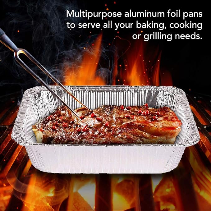 Stock Your Home Aluminum Pans 9x13 Disposable Foil Pans (10 Pack) - Half Size Steam Table Deep Aluminum Trays - Tin Foil Disposable Pans Great for Cooking, Heating, Storing, Prepping Food - Image 4