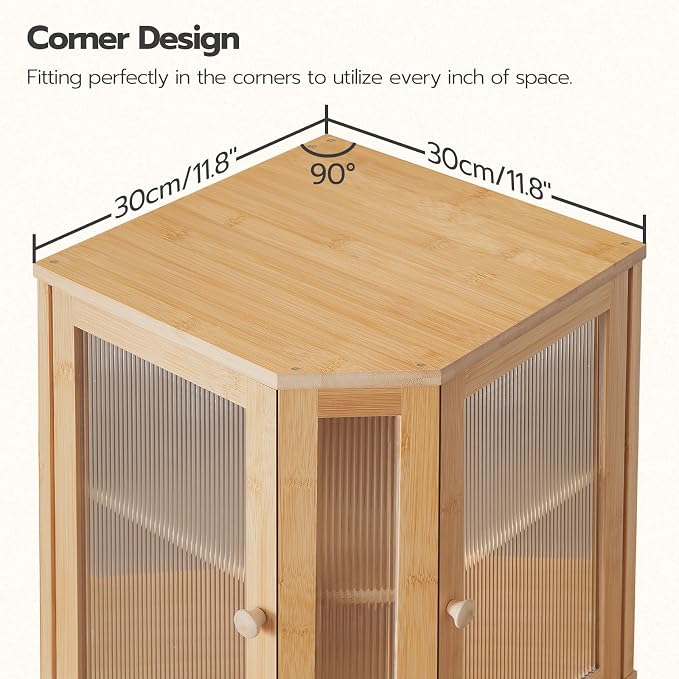 HOOBRO Bread Box, Bamboo Bread Box for Kitchen Countertop, 2-Tier Corner Bread Box, Large Capacity Bread Bin, Food Storage Box, Bread Storage Container for Kitchen, Dining Room, Natural YL12MB01 - Image 8