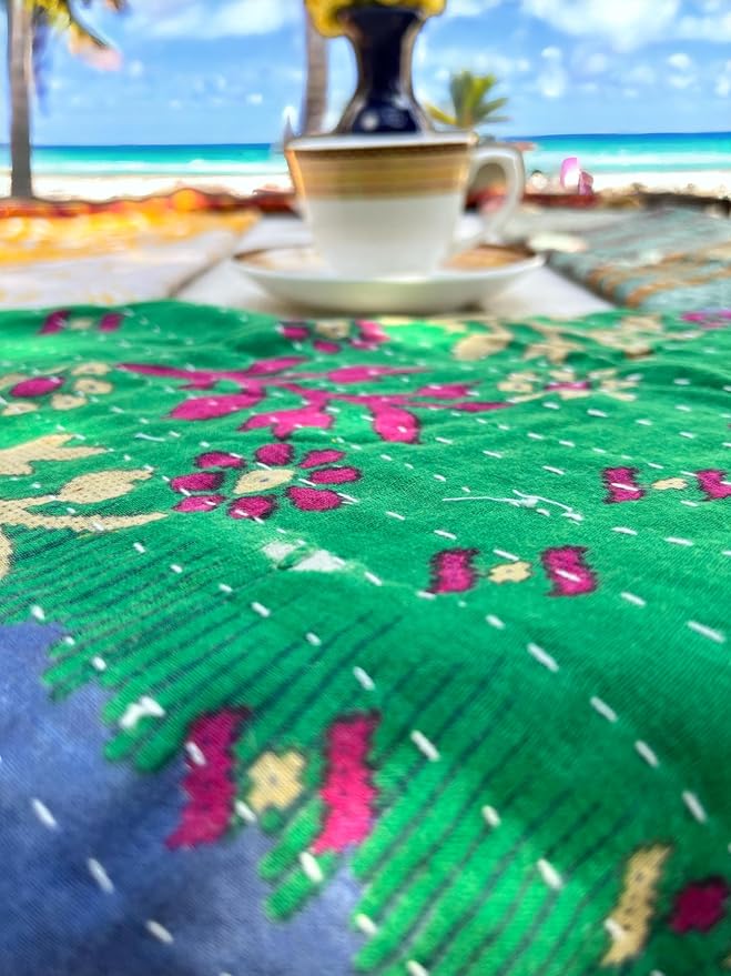 Mango Gifts Kantha Cloth Napkins Set of 12 – Handmade Cotton Reusable Dinner Napkins, 16x16 Inch, Assorted Boho Colors, Eco Friendly Table Linen for Weddings & Parties - Image 12