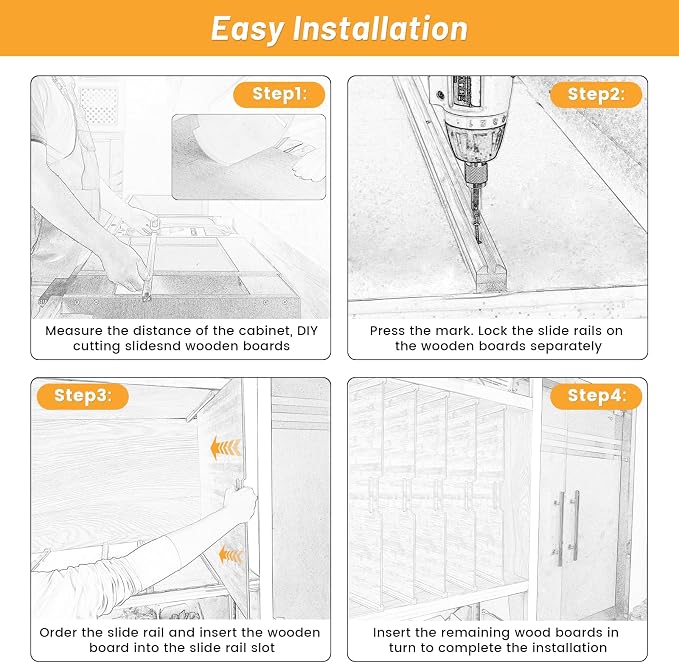6 Pieces Wood Cabinet Dividers for Baking Sheets,DIY Kitchen Cabinet Dividers with 12 Slideways&36 Screws,Easy Install&Clean,Wood Tray Dividers for Cabinets, Kitchen,Utility Rooms, Bathrooms - Image 6
