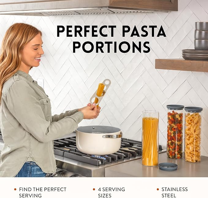 Glass Spaghetti Kitchen Storage Containers with Airtight Silicone Lids, BPA-Free Pantry Glass Storage Jars with Airtight Lid for Pasta and Dry Foods - Set of 3 with Portion Tool - Image 8